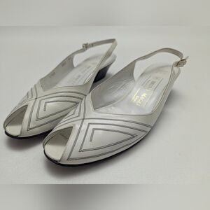 Bruno Magali Women's White Leather Slingback Heels 7.5